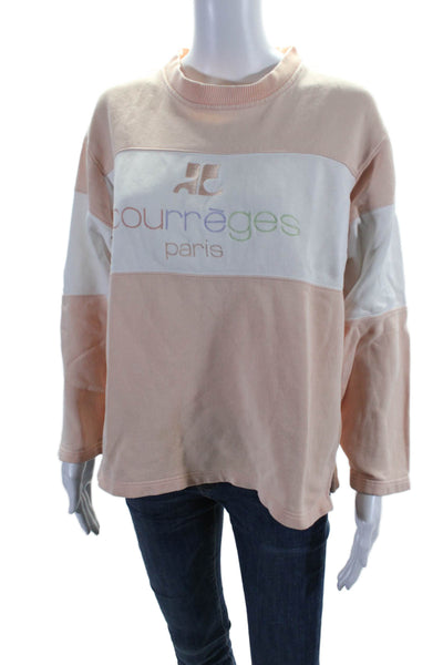 Courreges Womens Long Sleeve Crewneck Embroidered Sweatshirt Pink Medium