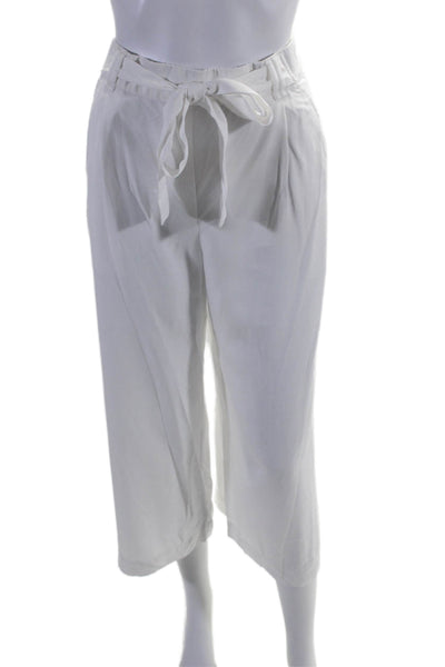 Sack's Womens Elastic Waist Wide Leg Waist Tie Pants White Size Medium