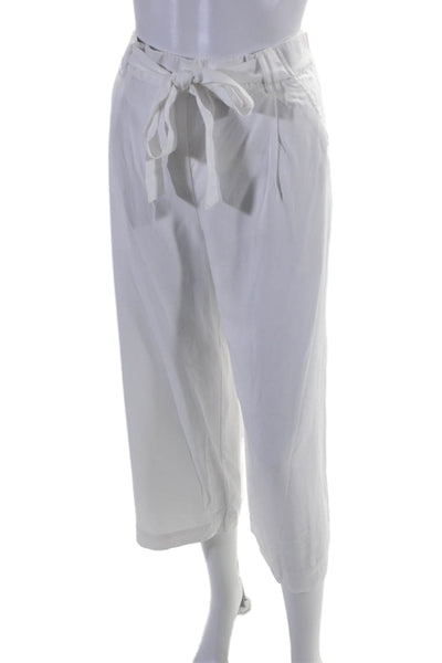 Sack's Womens Elastic Waist Wide Leg Waist Tie Pants White Size Medium