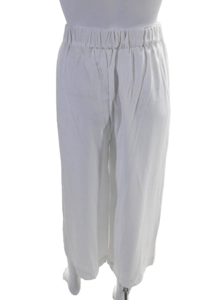 Sack's Womens Elastic Waist Wide Leg Waist Tie Pants White Size Medium