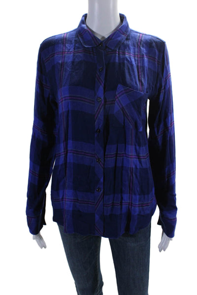 Rails Womens Collar Long Sleeve Plaid Multicolor Button Up Blouse Blue Size S