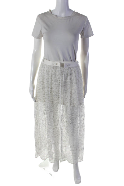 L.A. Jazz Womens Cotton White Splatter Detail Mesh Midi Skirt Size 38