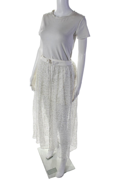 L.A. Jazz Womens Cotton White Splatter Detail Mesh Midi Skirt Size 38