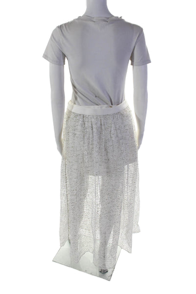 L.A. Jazz Womens Cotton White Splatter Detail Mesh Midi Skirt Size 38