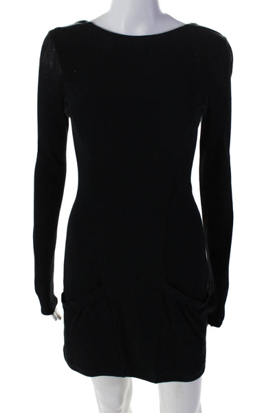 Theyskens Theory Womens Black Crisscross Back Long Sleeve Mini Dress Size S