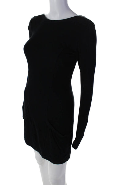 Theyskens Theory Womens Black Crisscross Back Long Sleeve Mini Dress Size S