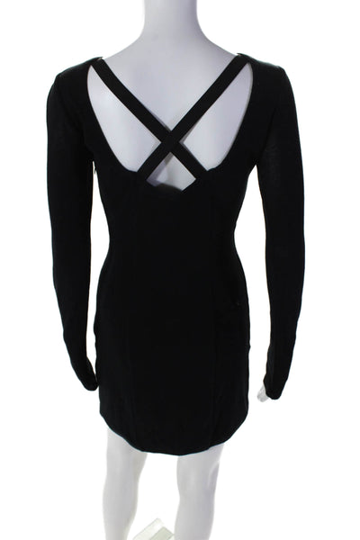 Theyskens Theory Womens Black Crisscross Back Long Sleeve Mini Dress Size S