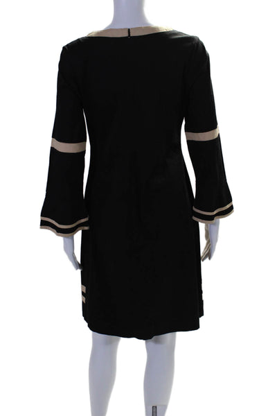 Almatrichi Womens Long Sleeves Knee Length Dress Black Beige Cotton Size EUR 40