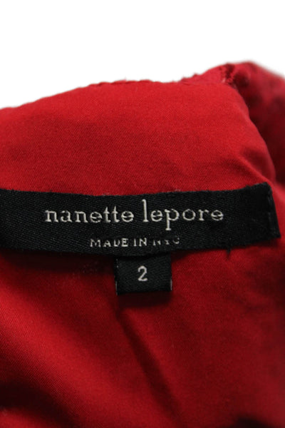 Nanette Lepore Womens Eyelet Sleeveless Knee Length A Line Dress Red Size 2