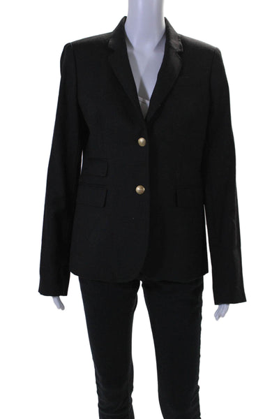 J Crew Womens Long SLeeve Notch Lapel Two Button Blazer Black Size 8