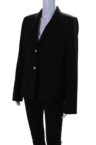 J Crew Womens Long SLeeve Notch Lapel Two Button Blazer Black Size 8