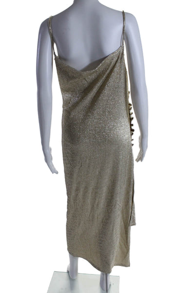 Paco Rabanne Womens Spaghetti Strap Ruched Dress Gold Metallic Size EUR 44