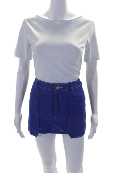 By.DYLN Womens Cotton Contrast Trim Mini Skirt Blue Size S