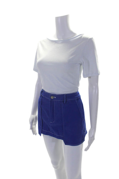 By.DYLN Womens Cotton Contrast Trim Mini Skirt Blue Size S