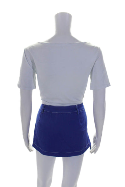 By.DYLN Womens Cotton Contrast Trim Mini Skirt Blue Size S