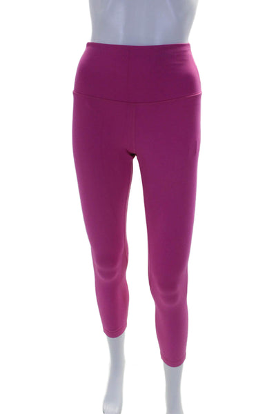 Lululemon Womens High Rise Cropped Athletic Leggings Bright Pink Size 6