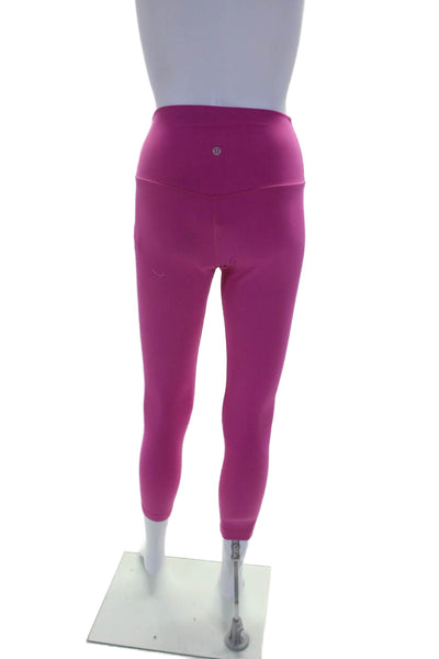 Lululemon Womens High Rise Cropped Athletic Leggings Bright Pink Size 6