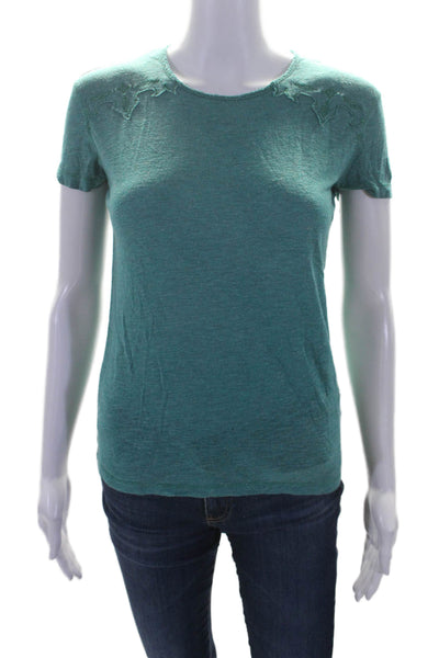 Zadig & Voltaire Womens Short Sleeve Embroidered T shirt Turquoise Size XS