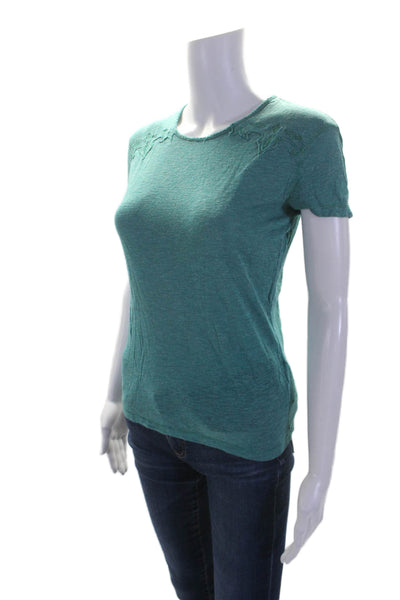 Zadig & Voltaire Womens Short Sleeve Embroidered T shirt Turquoise Size XS