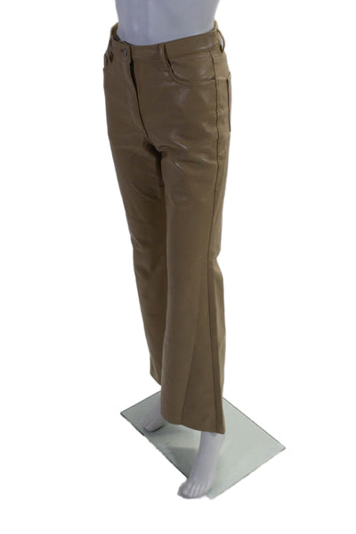 Wilfred Womens Zip Front Flare Pants Faux Leather Beige Size 4 US