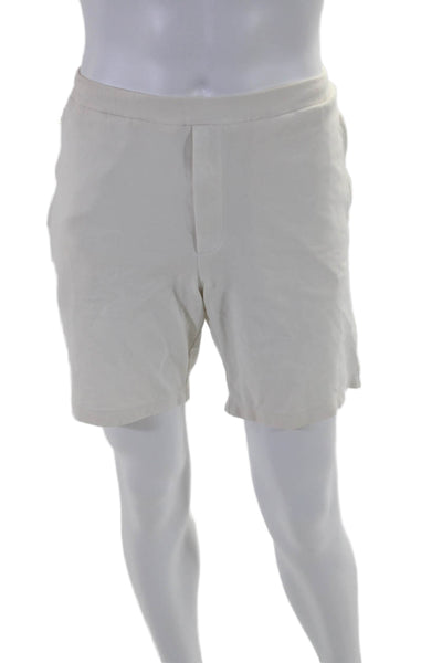 Prada Mens Elastic Waist Flat Front Casual Shorts White Size Medium