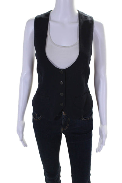 Giorgio Armani Women's V-Neck Sleeveless Button Up Vest Black Size 40