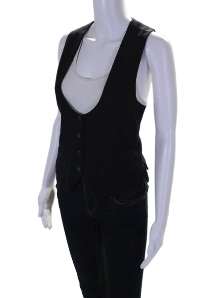 Giorgio Armani Women's V-Neck Sleeveless Button Up Vest Black Size 40