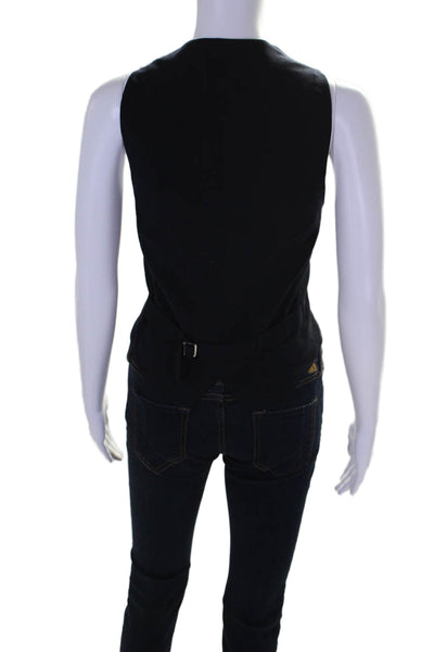 Giorgio Armani Women's V-Neck Sleeveless Button Up Vest Black Size 40