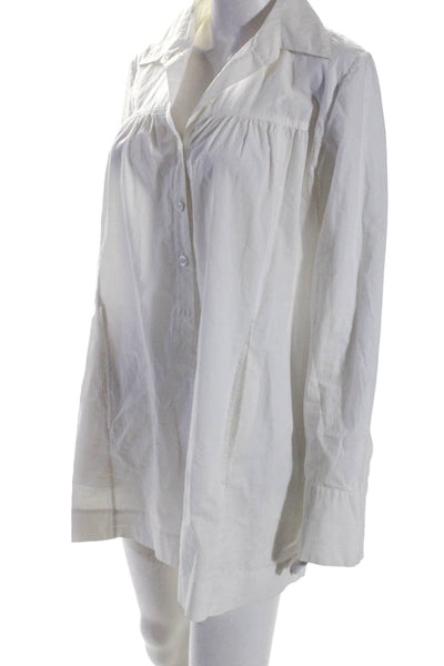 DKNYC Womens Cotton Long Sleeve Button Up Shirt Dress White Size M