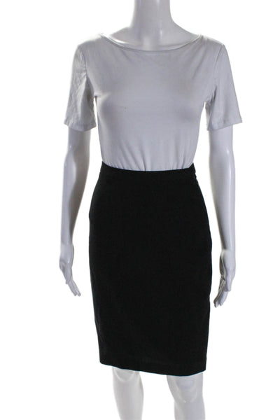 Giorgio Armani Womens Knee Length Pencil Skirt Jet Black Wool Size EUR 36