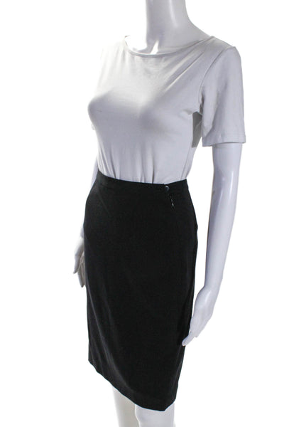 Giorgio Armani Womens Knee Length Pencil Skirt Jet Black Wool Size EUR 36