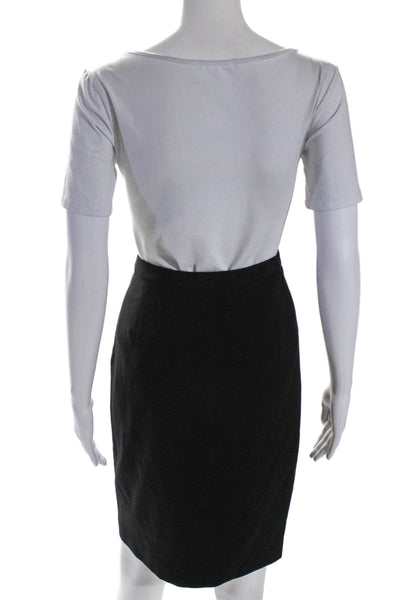 Giorgio Armani Womens Knee Length Pencil Skirt Jet Black Wool Size EUR 36