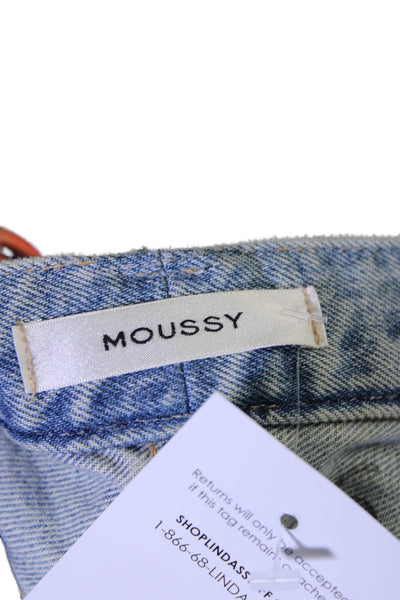 Moussy Womens Cotton Denim Five Pocket High-Rise Tapered Jeans Blue Size 26