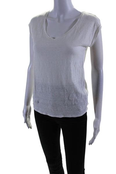 Comptoir Des Cotonniers Womesn Linen V-Neck Sleeveless Top White Size XS