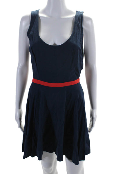 BB Dakota Womens Sleeveless Scoop Neck Open Back Dress Blue Orange Size 6