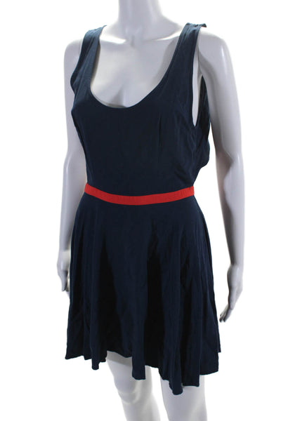 BB Dakota Womens Sleeveless Scoop Neck Open Back Dress Blue Orange Size 6