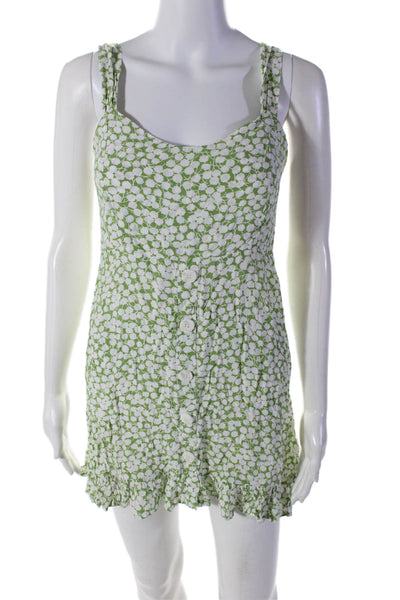 Faithfull The Brand Womens Floral Print Sleeveless Mini Dress Green Size 4