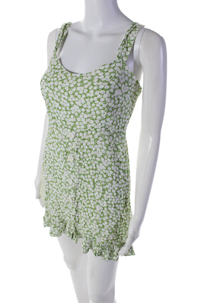 Faithfull The Brand Womens Floral Print Sleeveless Mini Dress Green Size 4