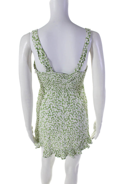 Faithfull The Brand Womens Floral Print Sleeveless Mini Dress Green Size 4