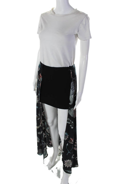 VERSUS by Versace Womens Black Floral Printed Zip Layered Skirt Size 38