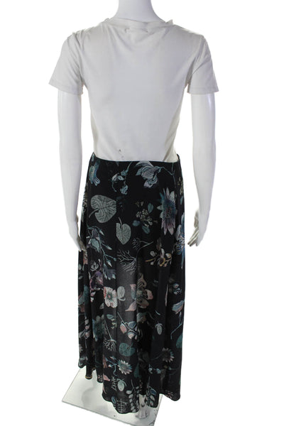 VERSUS by Versace Womens Black Floral Printed Zip Layered Skirt Size 38