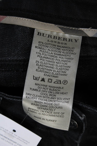 Burberry London Womens High Rise Zipper Cropped Coated Jeans Black Size 8