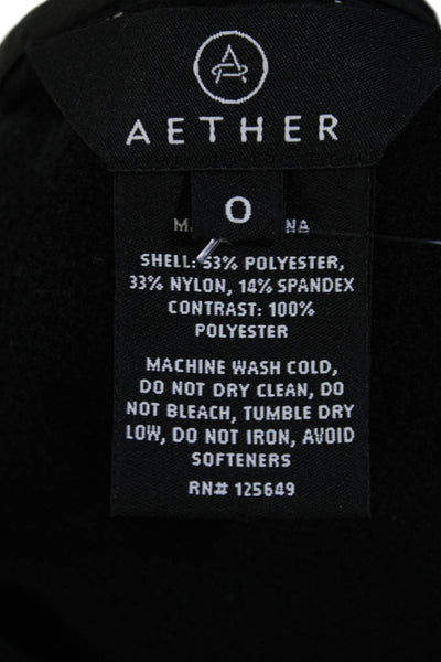 Aether Womens Drawstring Hooded Two Pocket Zip Up Jacket Black Size 0