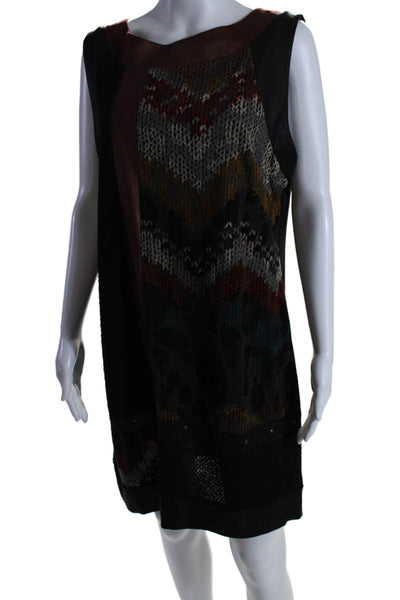 Dolcezza Womens Back Zip Sleeveless Abstract Print Dress Black Size XL