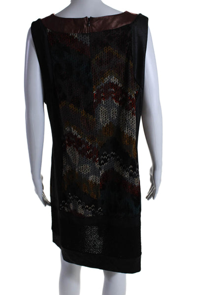 Dolcezza Womens Back Zip Sleeveless Abstract Print Dress Black Size XL