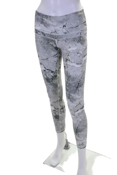 Varley Womens Marble Print Pull On Leggings Black White Size Extra Small