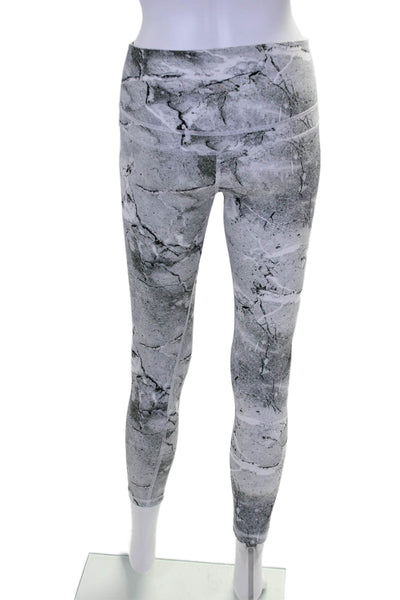 Varley Womens Marble Print Pull On Leggings Black White Size Extra Small