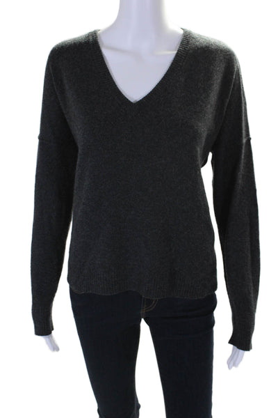 Feel the Piece Terre Jacobs Womens V Neck Sweater Gray Size Extra Small