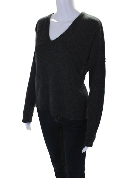 Feel the Piece Terre Jacobs Womens V Neck Sweater Gray Size Extra Small