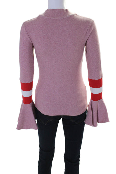 Maggie Marilyn Womens Long Flare Sleeves Sweater Red Organic Cotton Size 2